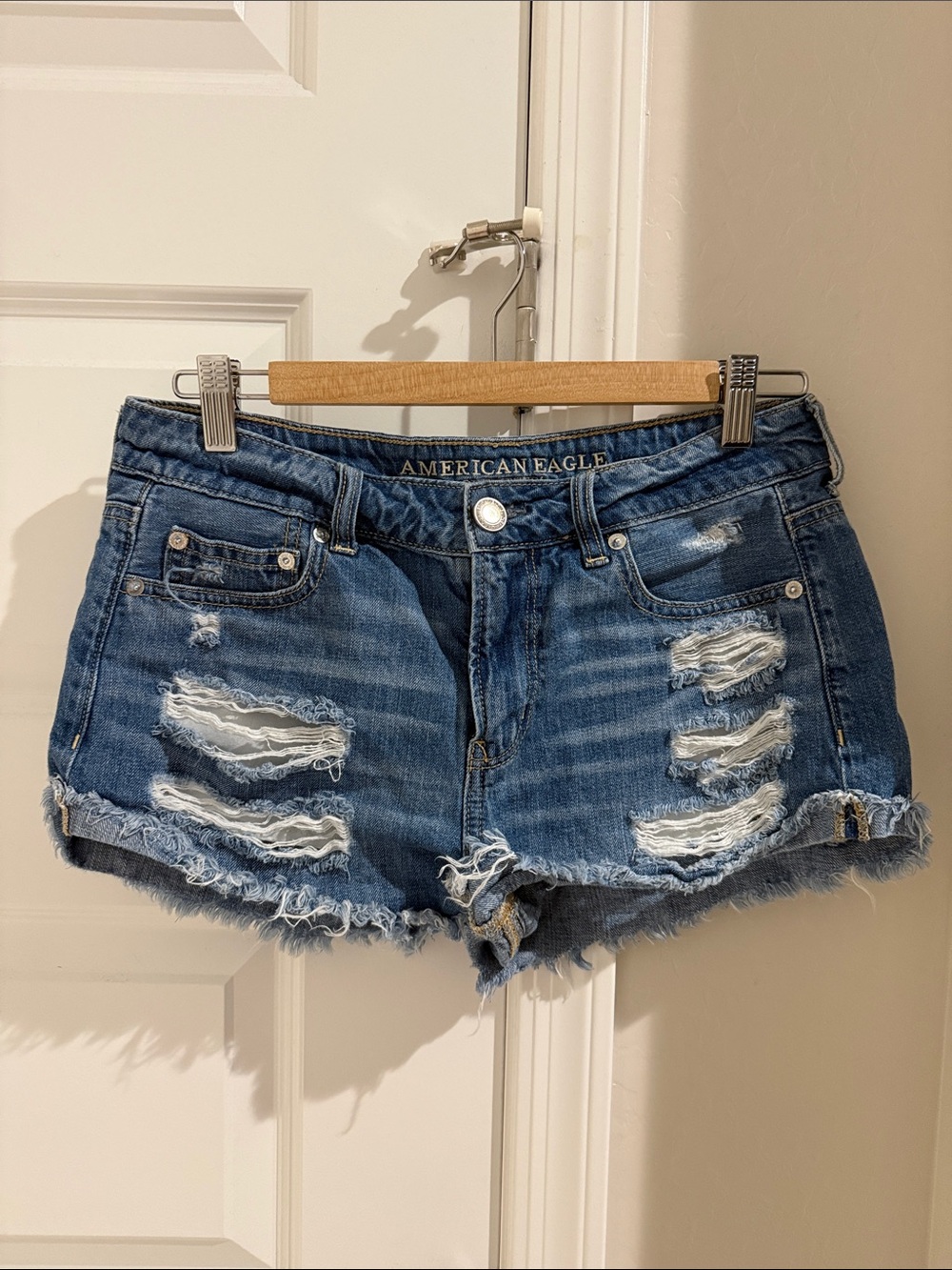 Vintage American Eagle Outfitters Distressed Blue Denim Cutoff Shorts